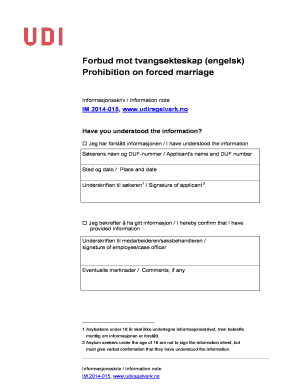 Norwegian Prohibition on Forced Marriage Notice