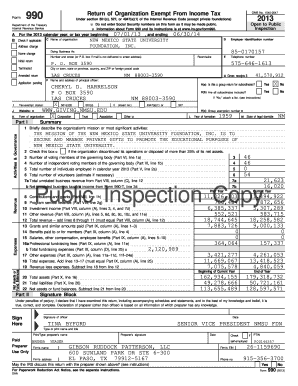 Form 990 2013 New Mexico State University Foundation