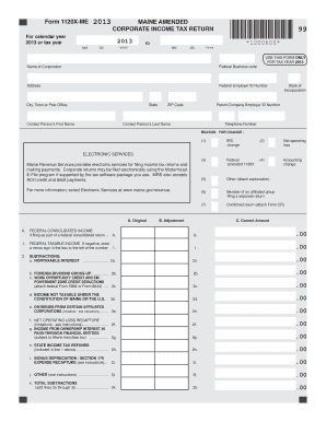 Maine Amended Corporate Income Tax Return