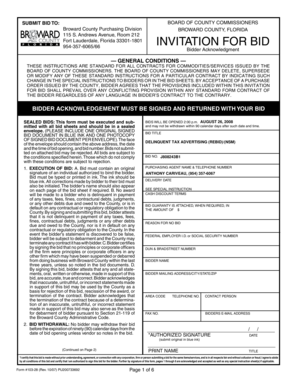 Broward County Bid Acknowledgment Form