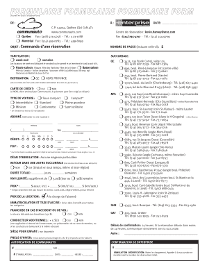 Formulaire de réservation de voiture
