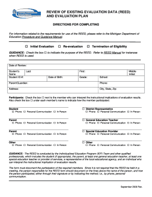 REED Evaluation Plan Form