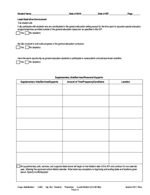 Individualized Education Program Form