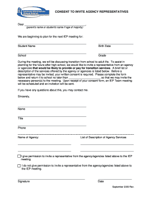 Consent to Invite Agency Representatives