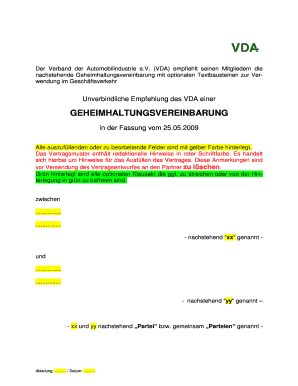 VDA Geheimhaltungsvereinbarung Muster