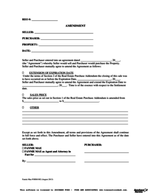 Real Estate Purchase Addendum Amendment