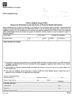 Request for Restriction on Disclosure of Protected Health Information