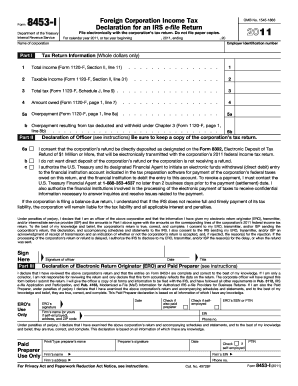 IRS Form 8453-I Declaration for Foreign Corporation Income Tax