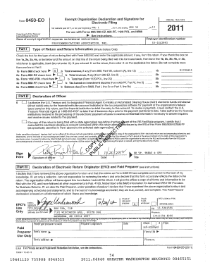 Form 8453-EO Exempt Organization Declaration and Signature for Electronic Filing