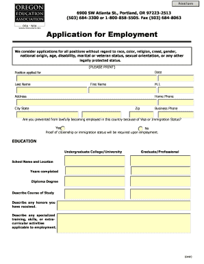Employment Application Form