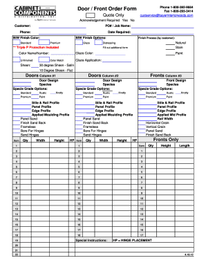 Door and Front Order Form