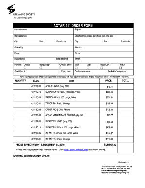 ACTAR 911 Order Form