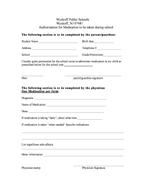 Authorization for Medication Administration