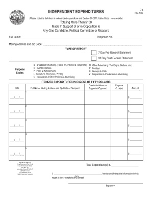 Idaho Independent Expenditure C-4 Form