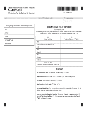 Rhode Island IFTA Quarterly Fuel Use Tax Schedule