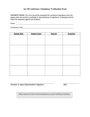 Conference Attendance Verification Form