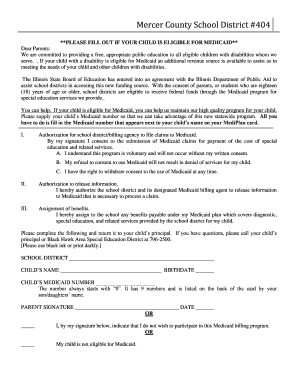 Illinois Medicaid Consent Form for Special Education