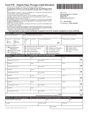 Virginia Pass-Through Credit Allocation Form