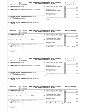 Kentucky Nonresident Income Tax Withholding Form PTE-WH