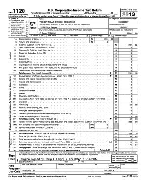 US Corporation Income Tax Return Form 1120