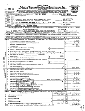 Form 990-EZ Tax Return for Exempt Organizations