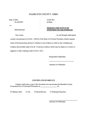 Ohio Request for Notice of Intent to Use Evidence