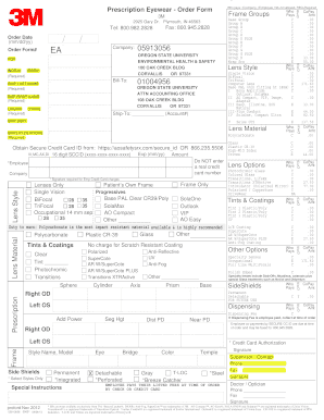 Prescription Eyewear Order Form