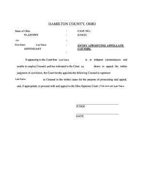 Ohio Appellate Counsel Appointment Form