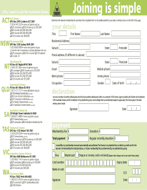 Australian Greens Membership Form