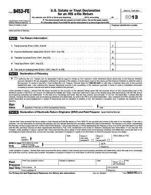 IRS Form 8453-FE for Estate or Trust