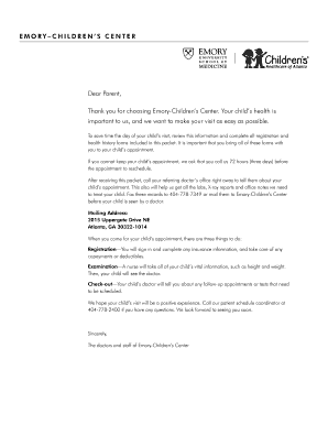 Emory Children's Center Patient Registration Form