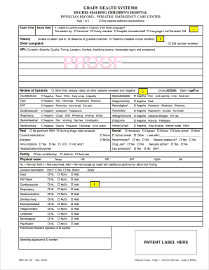 Physician Record - Pediatric Emergency Care Center