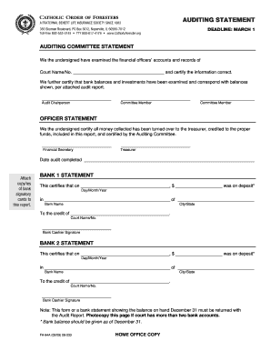 Auditing Statement Form FA-84A
