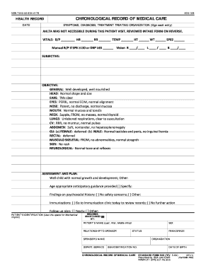 Chronological Record of Medical Care Form 600