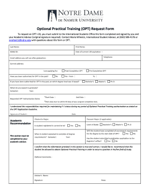 OPT Request Form