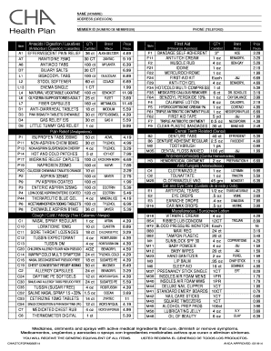 CHA Over-the-Counter Drug Catalog Form