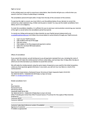New Scientist Subscription Cancellation Form