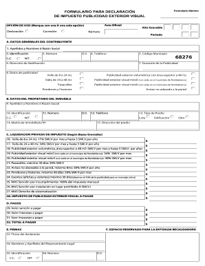 Formulario para Declaración de Impuesto Publicidad Exterior Visual
