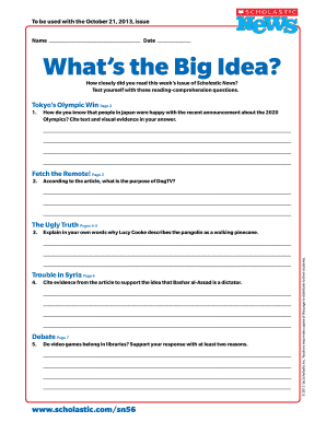 Scholastic News Reading Comprehension Worksheet