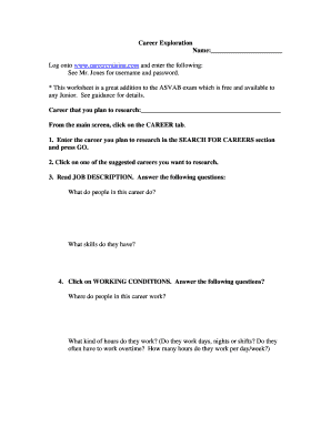 Career Exploration Worksheet