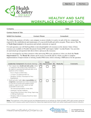 Health and Safety Workplace Check-up Tool