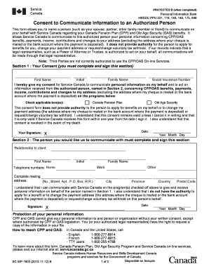 Canada Consent to Communicate Information