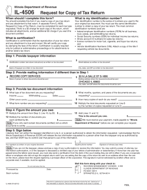 Illinois Request for Copy of Tax Return