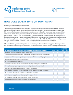 Family Farm Safety Checklist