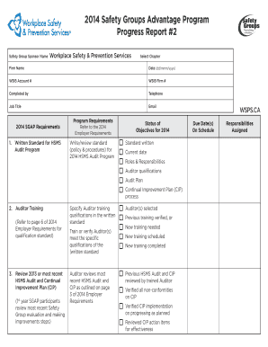 2014 Safety Groups Advantage Program Progress Report