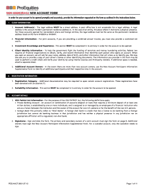 Non-Brokerage New Account Form