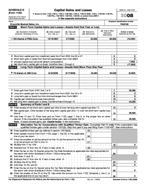Schedule D Capital Gains and Losses Form 1120