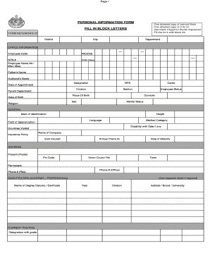 Personal Information Form