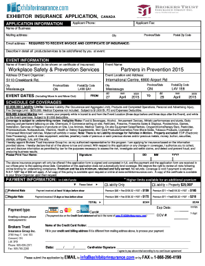 Exhibitor Insurance Application