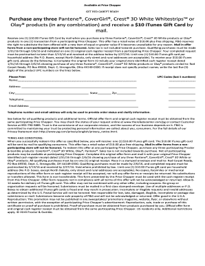 Price Chopper iTunes Gift Card Promotion Form